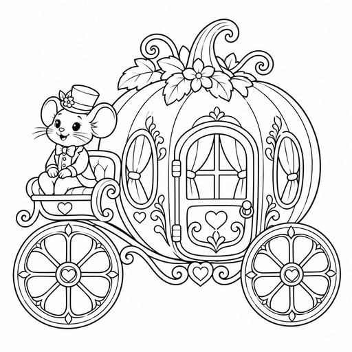 Pumpkin Carriage Mouse coloring picture