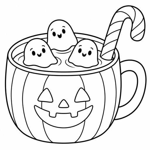 Ghost Marshmallow Cocoa coloring picture