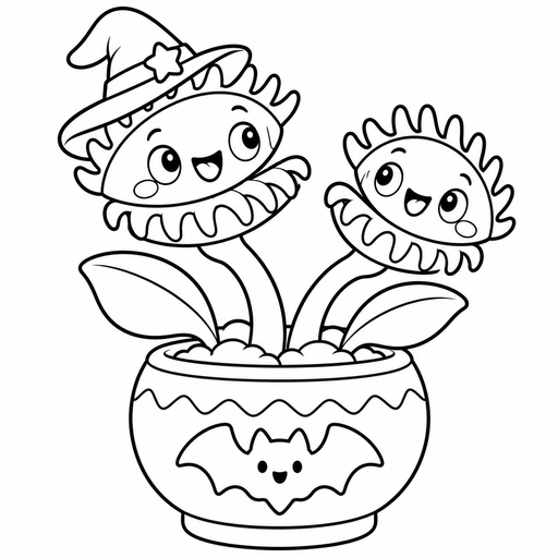 Venus Flytrap Witch Planter coloring picture