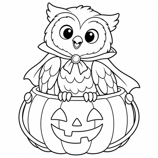 Owl Pumpkin Pocket coloring picture