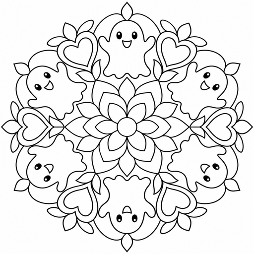Ghost Heart Kaleidoscope coloring picture