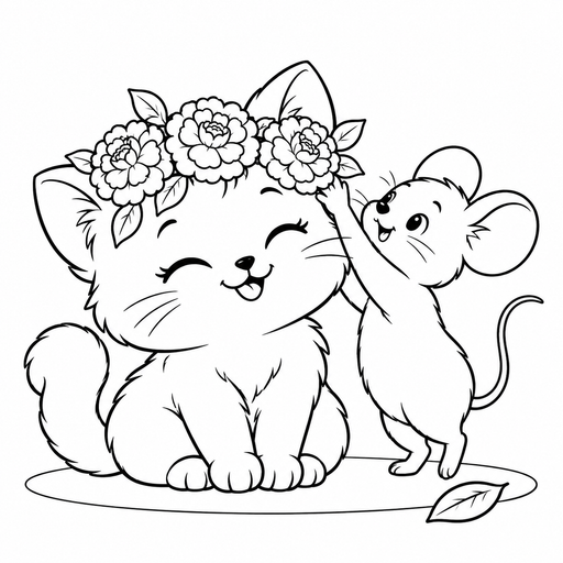 Kitten Marigold Crown Surprise coloring picture