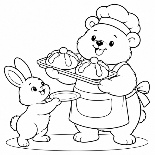 Bear Pan de Muerto Baker coloring picture