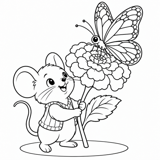 Mouse Meets Monarch coloring picture