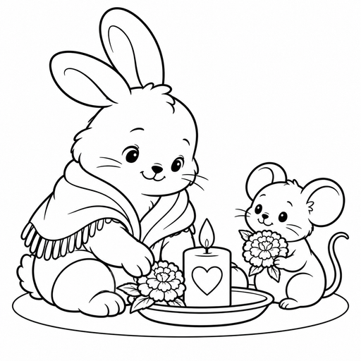 Bunny Lights Remembrance Candle coloring picture