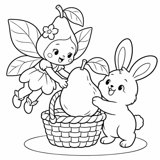 Pear Fairy Helps Bunny coloring picture