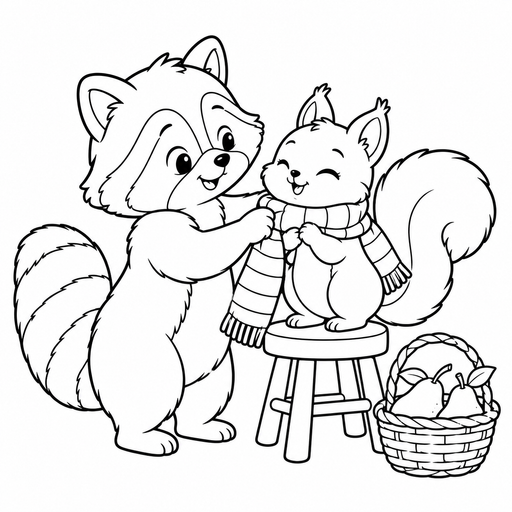 Raccoon Scarf for Friend coloring picture