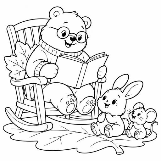 Grandpa Bear Rocking Story coloring picture
