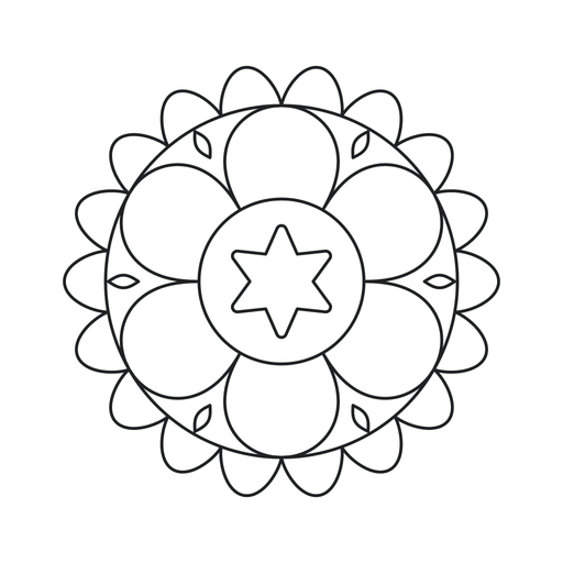 Star Bloom Mandala coloring page – free printable line art