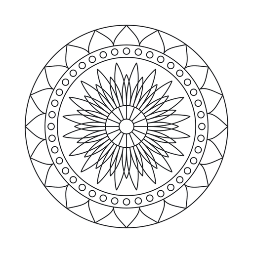 Sunflower Wheel Mandala coloring page – free printable line art