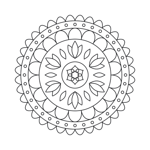 Folk Tulip Mandala coloring picture