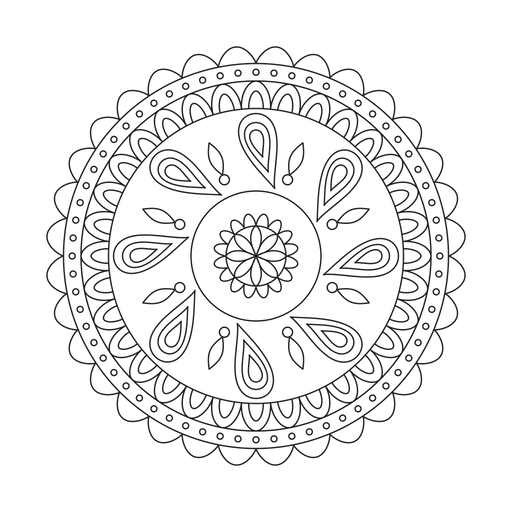 Henna Paisley Mandala coloring page – free printable line art