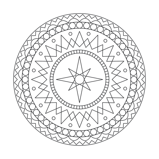 Starburst Compass Mandala coloring picture