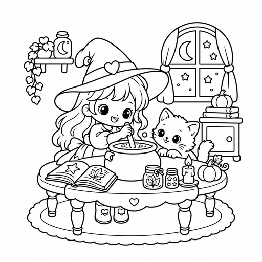 Little Witch Potion Lesson coloring picture