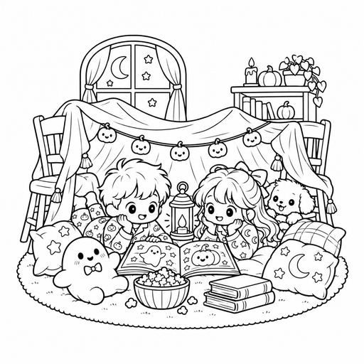 Halloween Blanket Fort coloring picture