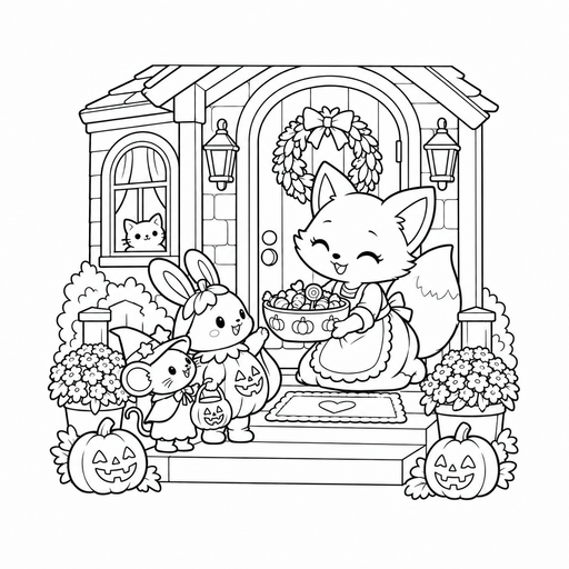 Trick-or-Treat Doorstep coloring picture
