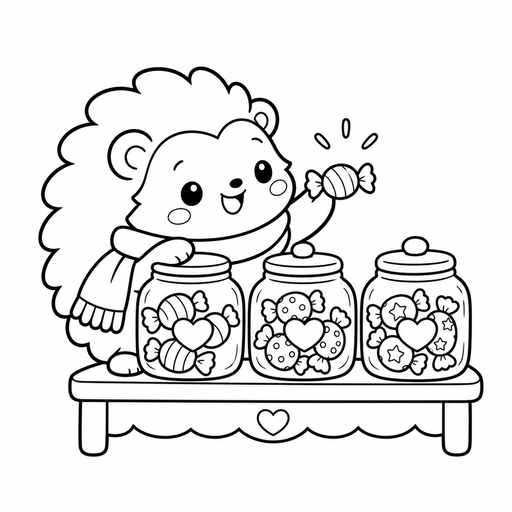 Hedgehog Candy Jars coloring picture
