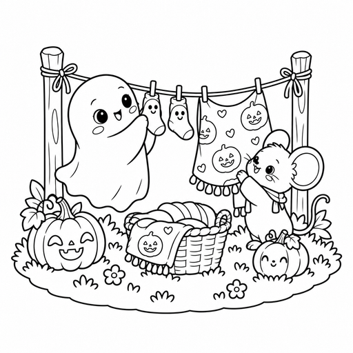Ghost Laundry Day coloring picture