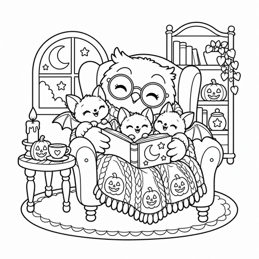 Grandma Owl Bedtime Story coloring picture
