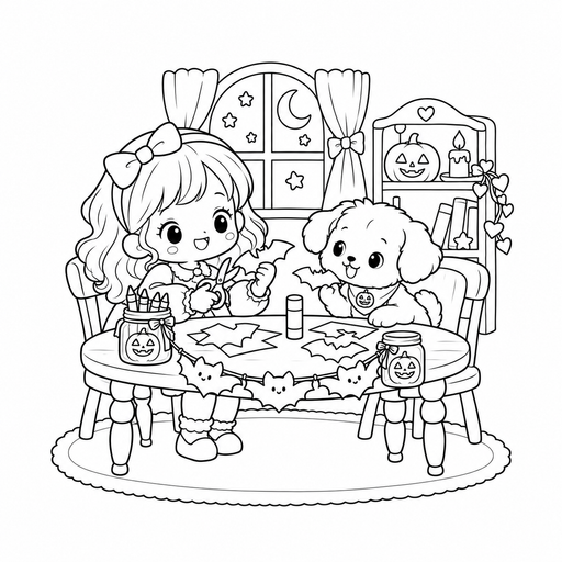 Paper Bat Craft Night coloring picture