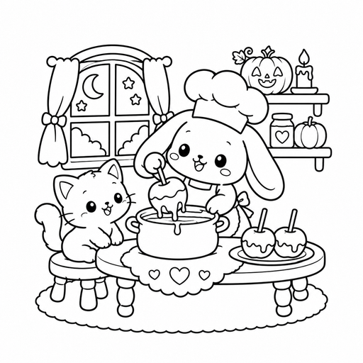 Bunny Caramel Apples coloring picture