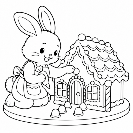 Bunny's Gingerbread Doorstep coloring picture