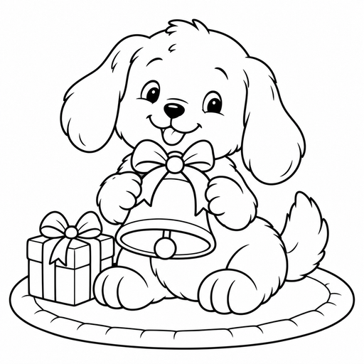Puppy's Christmas Bell coloring picture