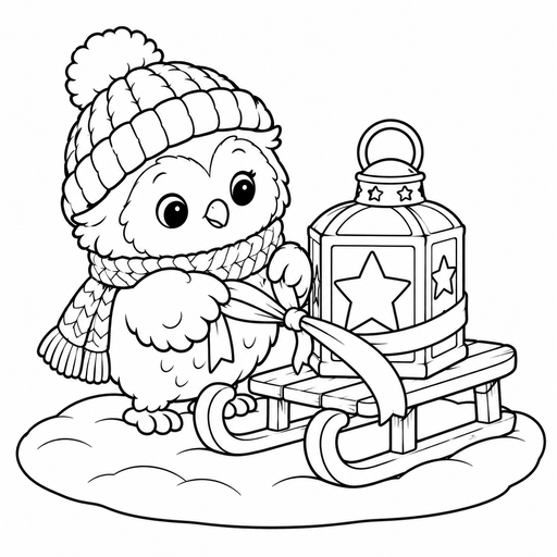 Owl's Lantern Sled coloring picture