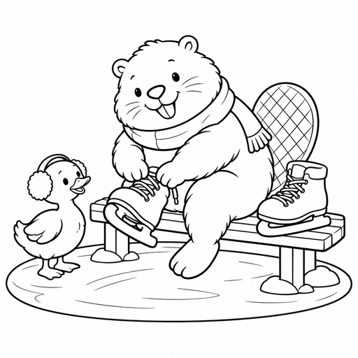 Beaver's Ice Skate Bench coloring picture