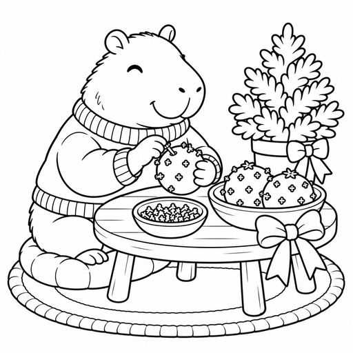 Capybara's Orange Pomanders coloring page – free printable line art