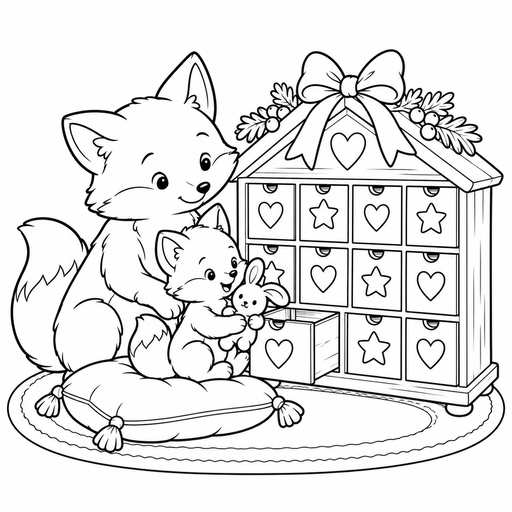 Fox's Advent Drawer Surprise coloring picture