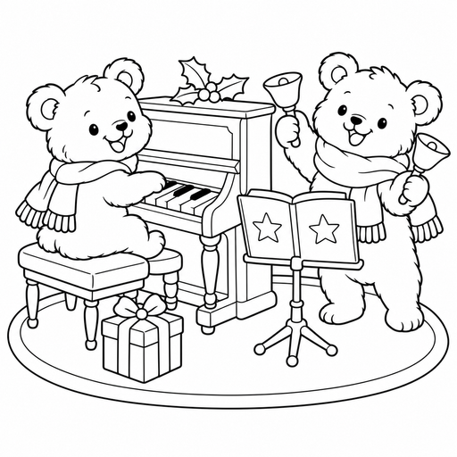 Bear Cubs' Holiday Music coloring picture