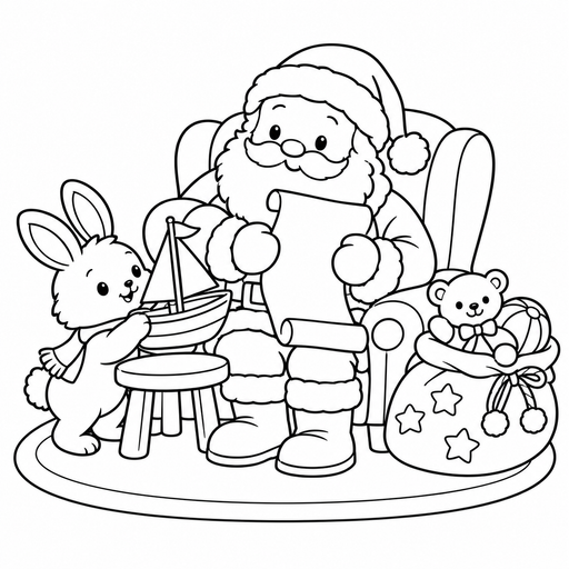 Santa Checking His List coloring picture