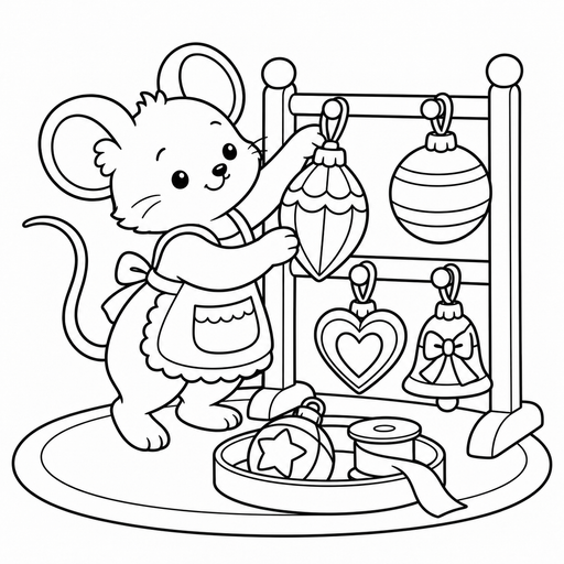 Mouse Hanging Christmas Ornaments coloring picture