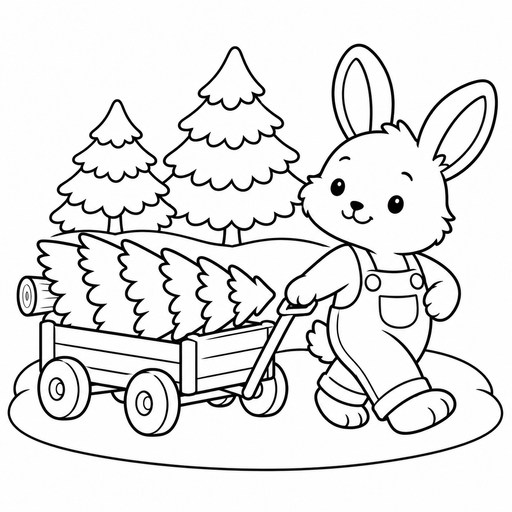 Bunny at the Christmas Tree Farm coloring picture