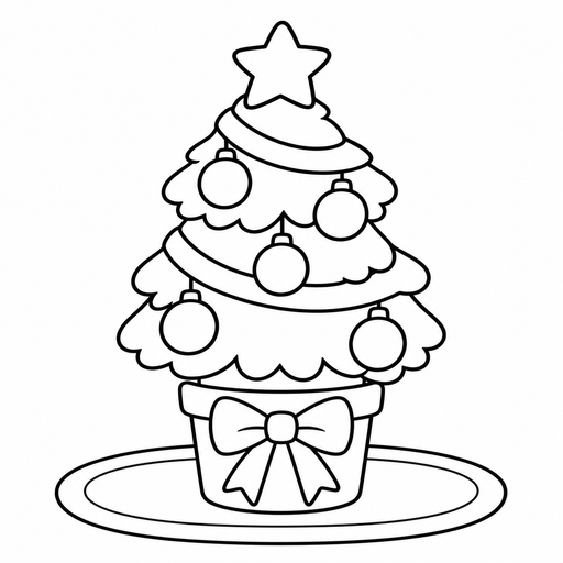 Easy Christmas Tree coloring picture
