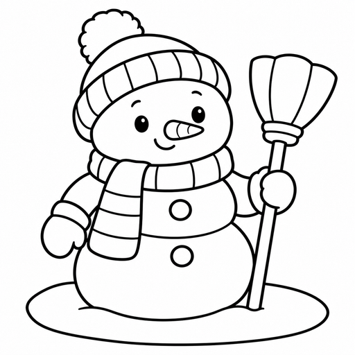 Easy Snowman coloring picture