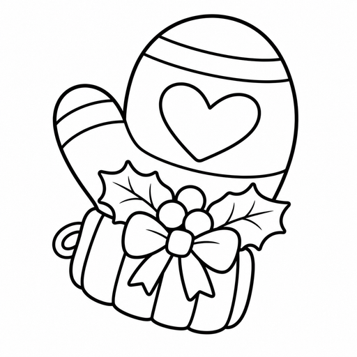 Easy Christmas Mitten coloring picture