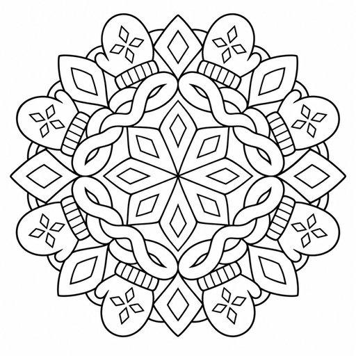 Winter Mittens Mandala coloring picture