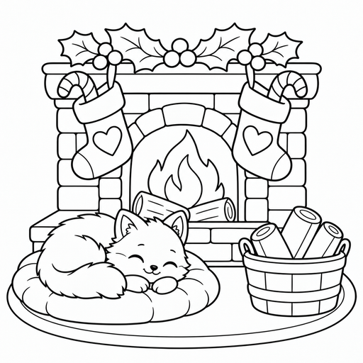 Christmas Stockings by the Fireplace coloring picture