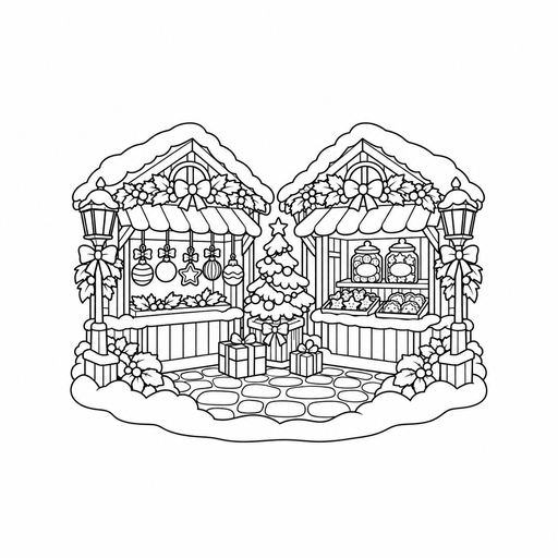 Christmas Market Stalls coloring picture
