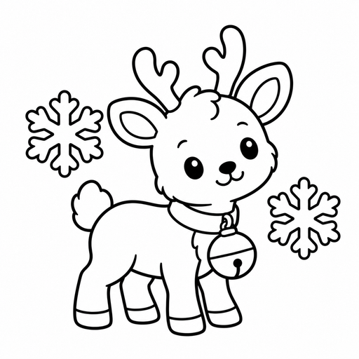 Baby Reindeer with a Jingle Bell coloring picture